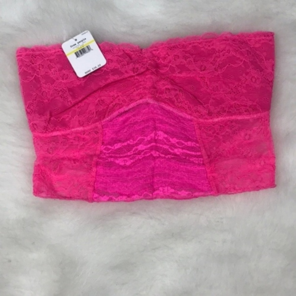 Free People Hot Pink Galloon Floral Lace Bandeau - Picture 2 of 5